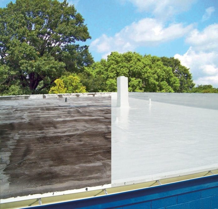 Before and after with silicone roofing