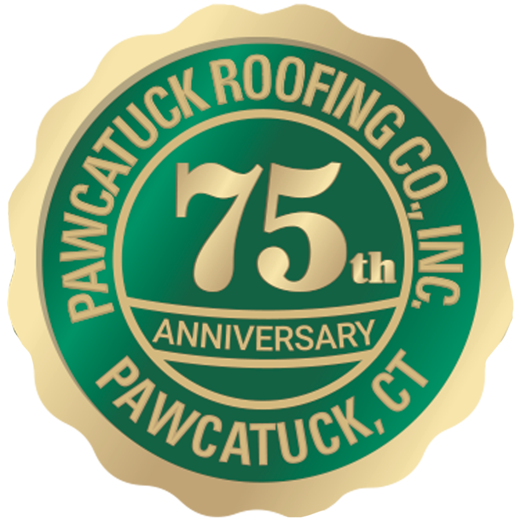 Pawcatuck Roofing 75th anniversary logo