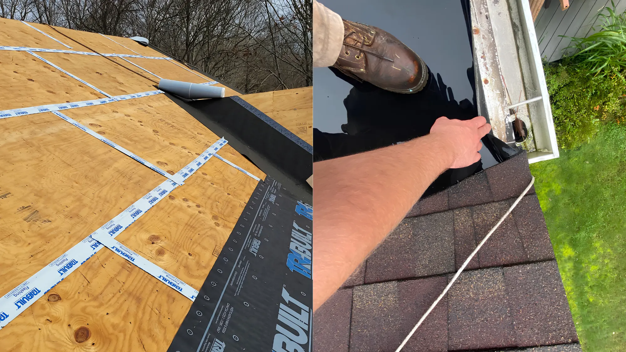 Pawcatuck Roofing technician inspecting a roof for winter readiness